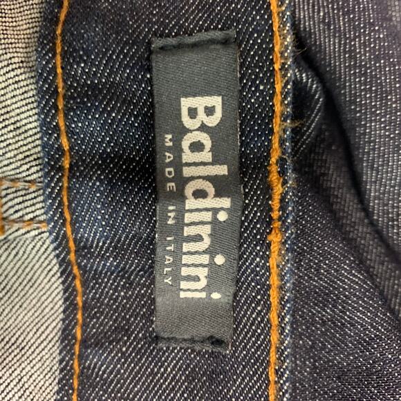 BALDININI Size 34 Navy Contrast Stitch Cotton Elastane Button Fly Jeans - Picture 3 of 5